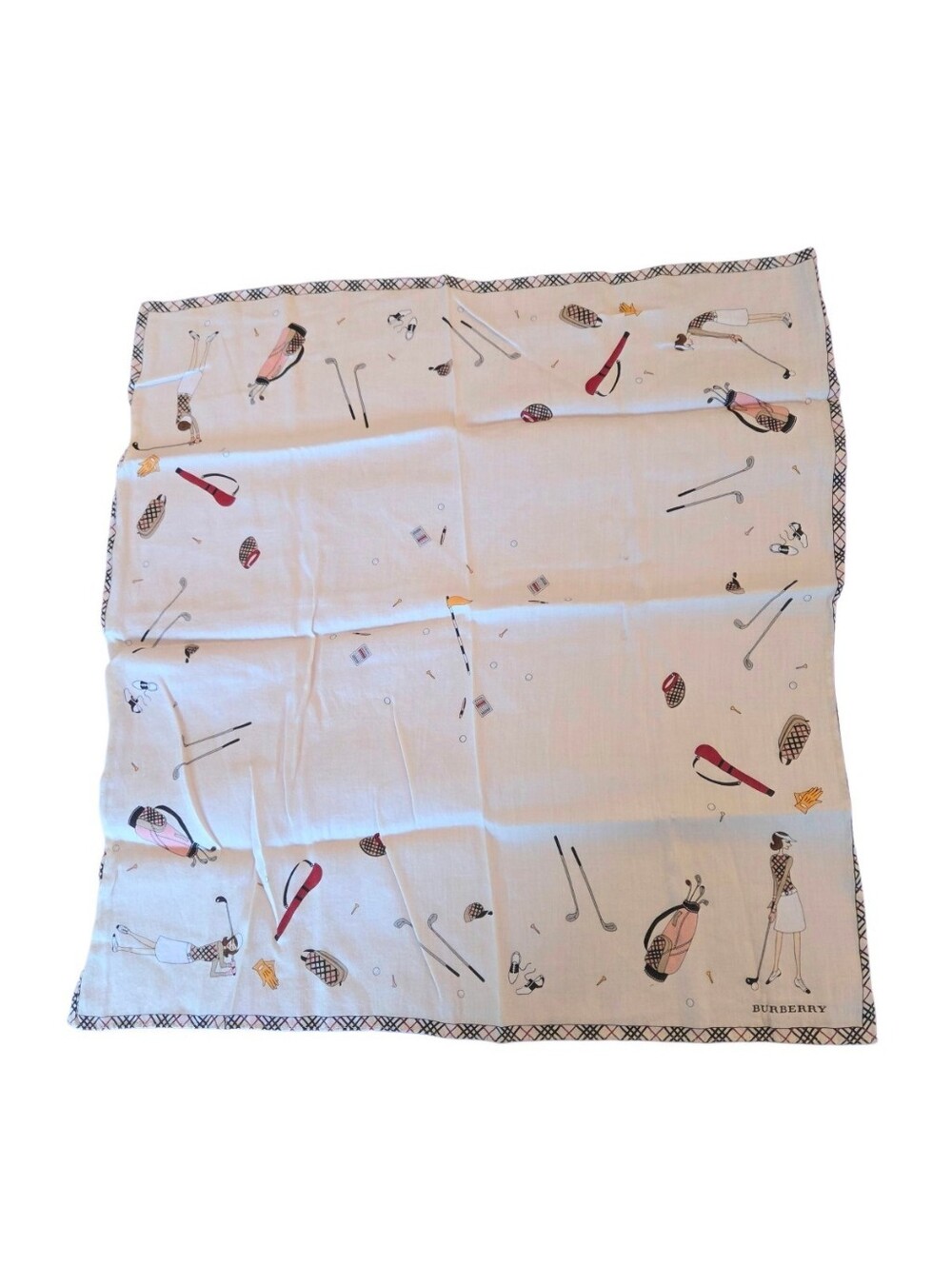 Burberry Golf Print Handkerchief 19" Hanky Lady Golfer Bandana Pocket Square - Picture 14 of 14